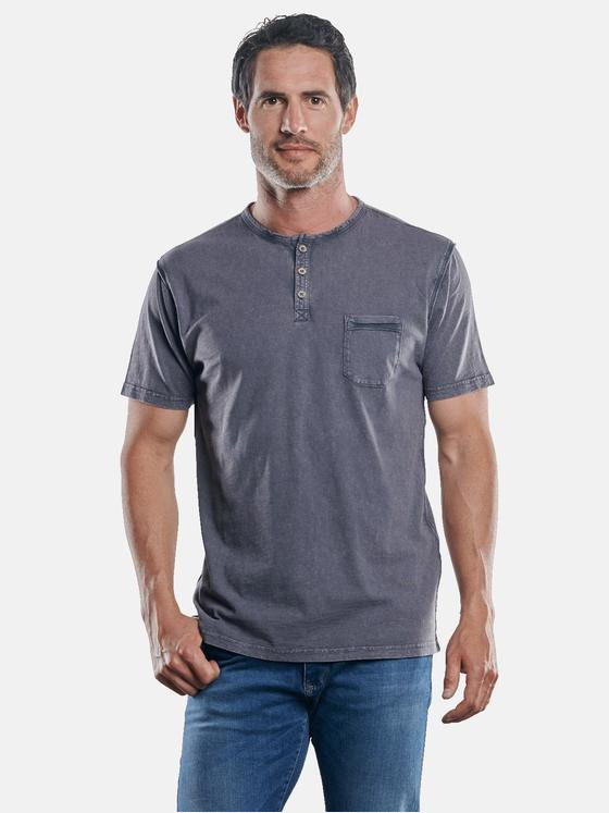 engbers Herren Frisch gefärbtes Henley T-Shirt Granitgrau 30276