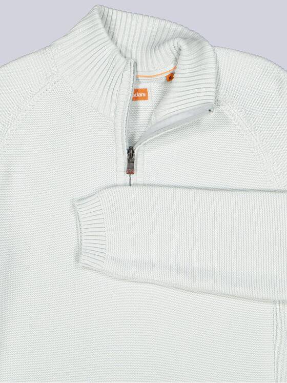 emilio adani Herren Stehkragen-Pullover mit Reißverschluss Hellgrau 40465