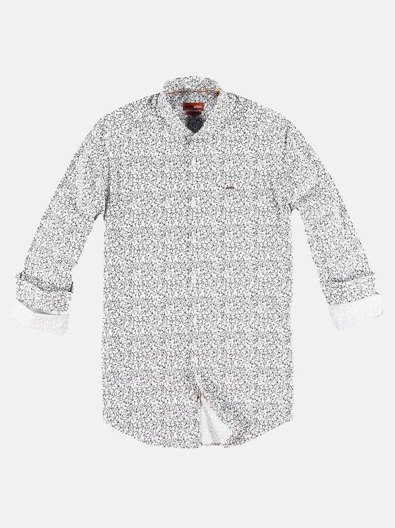 emilio adani Herren Modisches Langarmhemd mit Fancy-Allover-Print Schwarz 30010