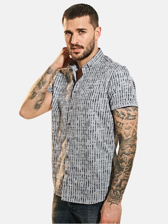 emilio adani Herren Kurzarm-Hemd gestreift Grau 31675
