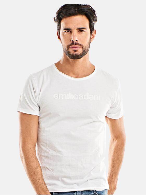 emilio adani Herren Rundhals T-Shirt Weiß 25227