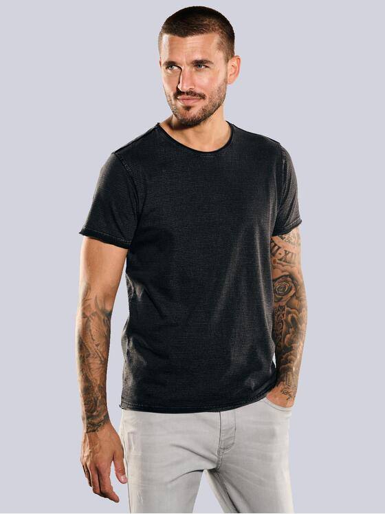 emilio adani Herren T-Shirt uni Schwarz 35352