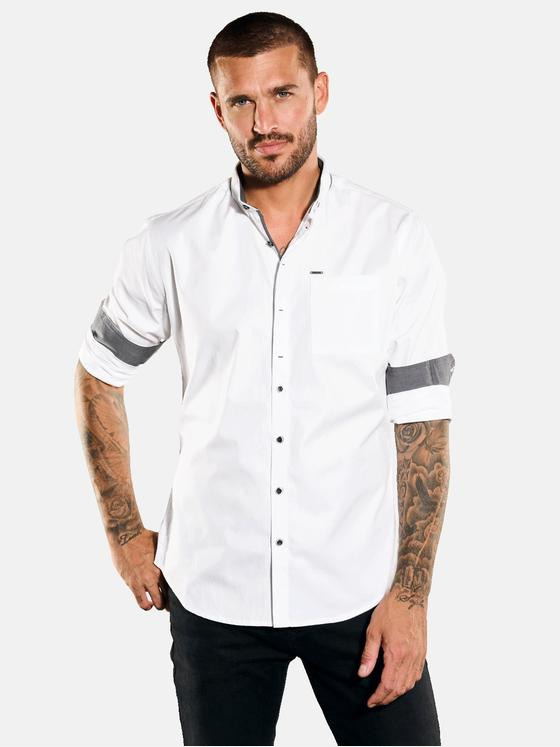 emilio adani Herren Langarm-Hemd uni Weiß 35777