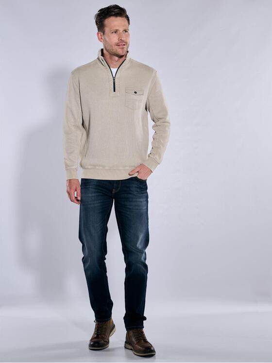 engbers Herren Sweatshirt mit Troyerkragen Braunbeige 37729