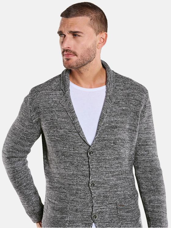 emilio adani Herren Strick-Sakko meliert Schwarz 34217