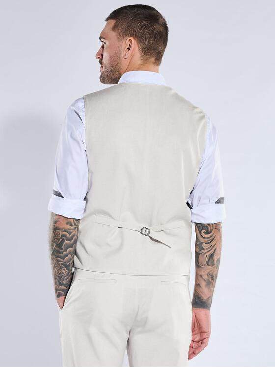 emilio adani Herren Anzugweste aus Leinenmischqualität Naturweiss 40373