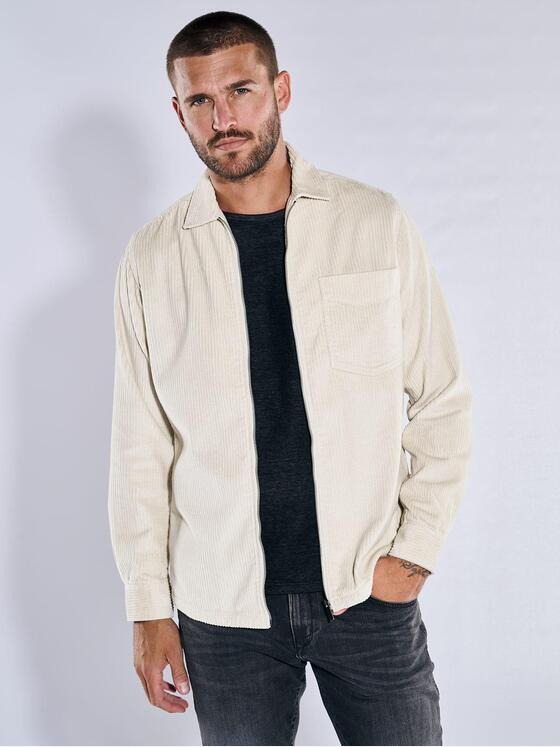 emilio adani Herren Overshirt mit Zipper Beige 37562