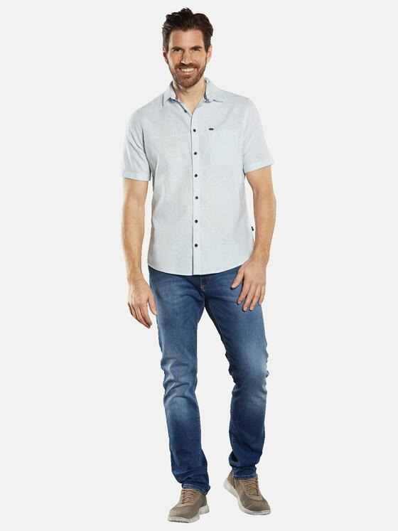engbers Herren Kurzarm-Hemd mit Leinenanteil Blau 34471
