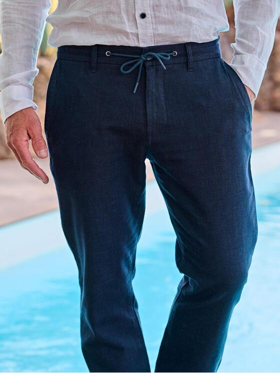 engbers Herren Chino mit Leinenanteil Blau 37039