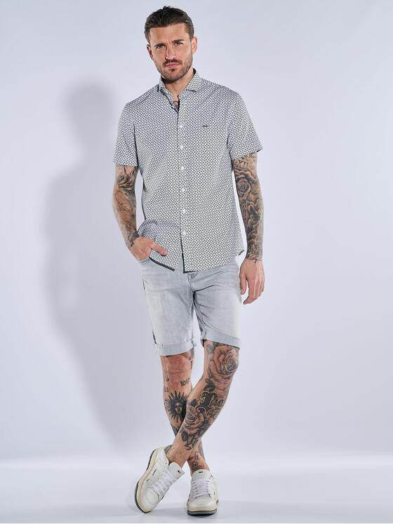 emilio adani Herren Kurzarm-Hemd gemustert Schwarz 39244