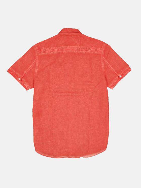 emilio adani Herren Kurzarm-Hemd mit Leinenanteil Rot 32999
