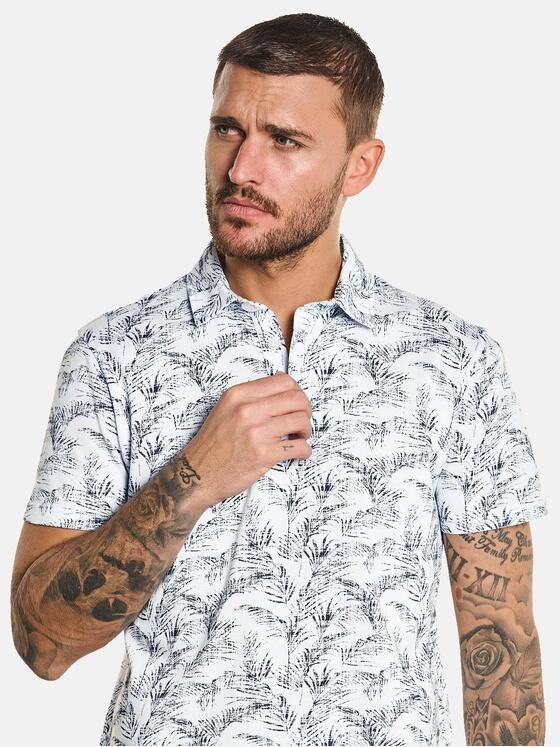 emilio adani Herren Polo-Shirt gemustert Weiß 32682