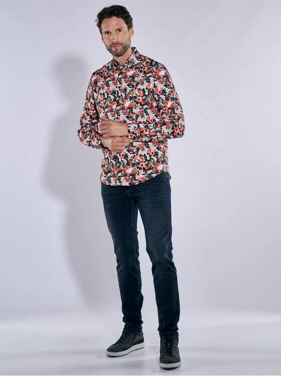 engbers Herren Langarm-Hemd gemustert Orange 38019