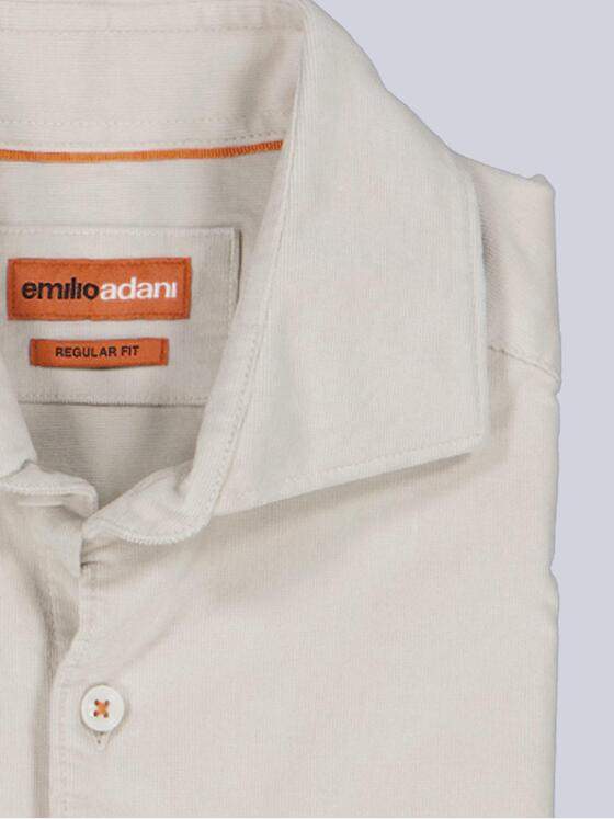 emilio adani Herren Langarm-Hemd aus Babycord Naturweiss 39482