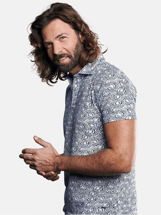 emilio adani Herren Poloshirt aus Piquégewebe und Haifischkragen Blau 29487