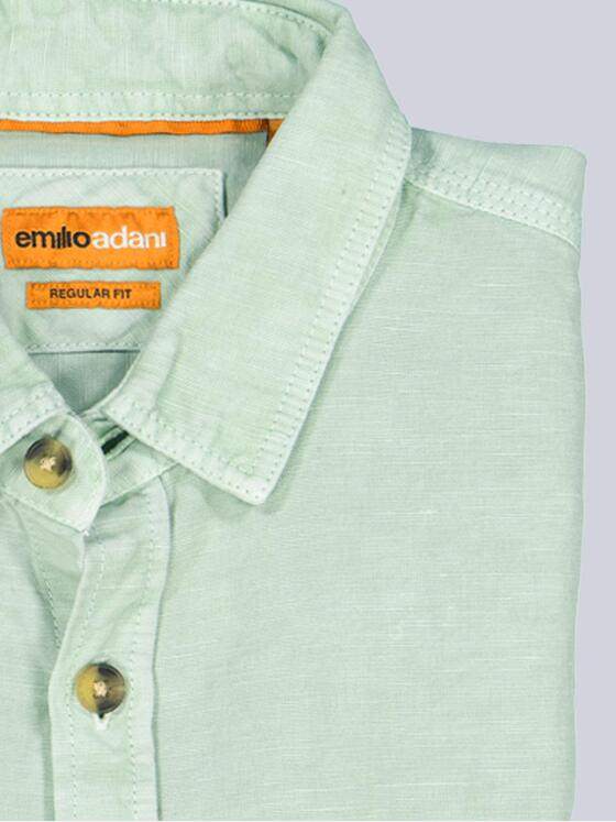 emilio adani Herren Langarm-Hemd aus Leinen Hellgruen 38910
