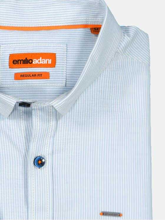 emilio adani Herren Langarm-Hemd gestreift Blau 36576
