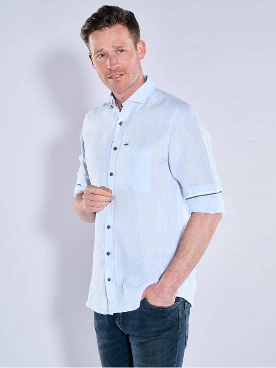 engbers Herren Langarm-Hemd aus Leinen Hellblau 38582