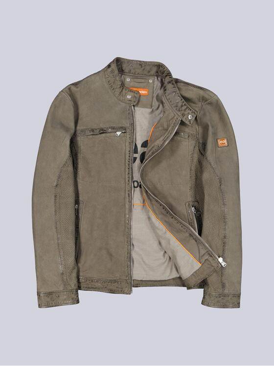 emilio adani Herren Sportive Lammlederjacke Khaki 40228