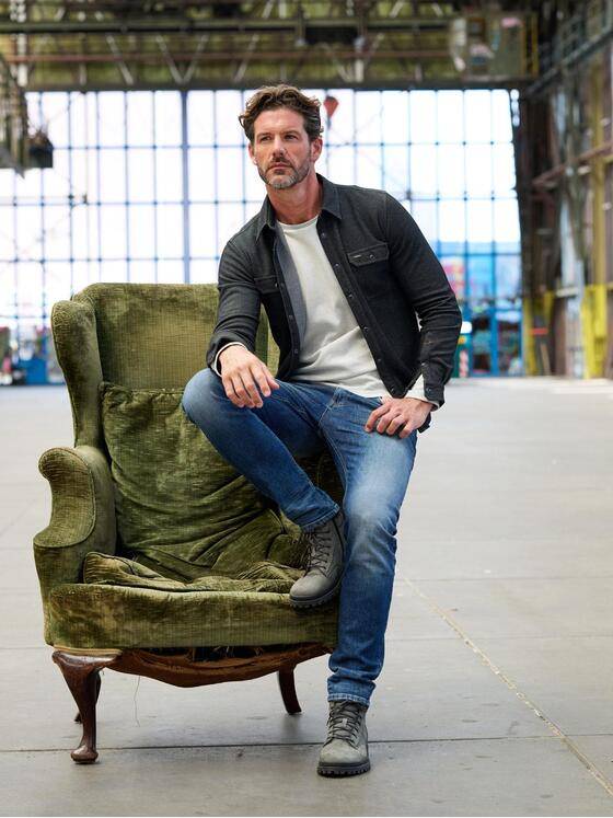 emilio adani Herren Langarm-Shirt mit Polokragen Schwarz 39580