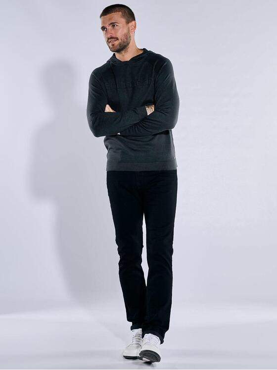 emilio adani Herren Pullover mit Kapuze Schwarz 37443