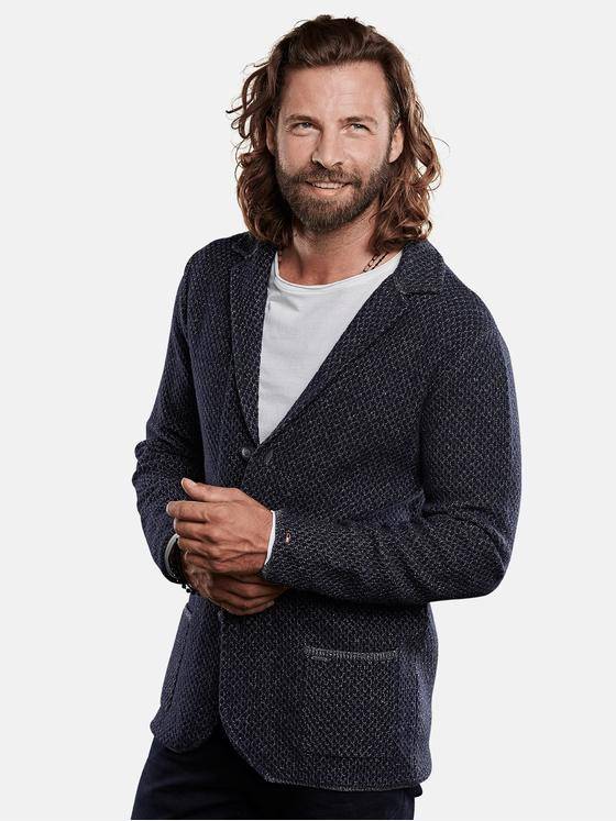 emilio adani Herren Softes struktur-Stricksakko Blau 28922