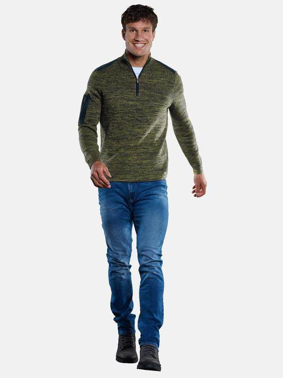 engbers Herren Pullover Troyerkragen Khaki 33930