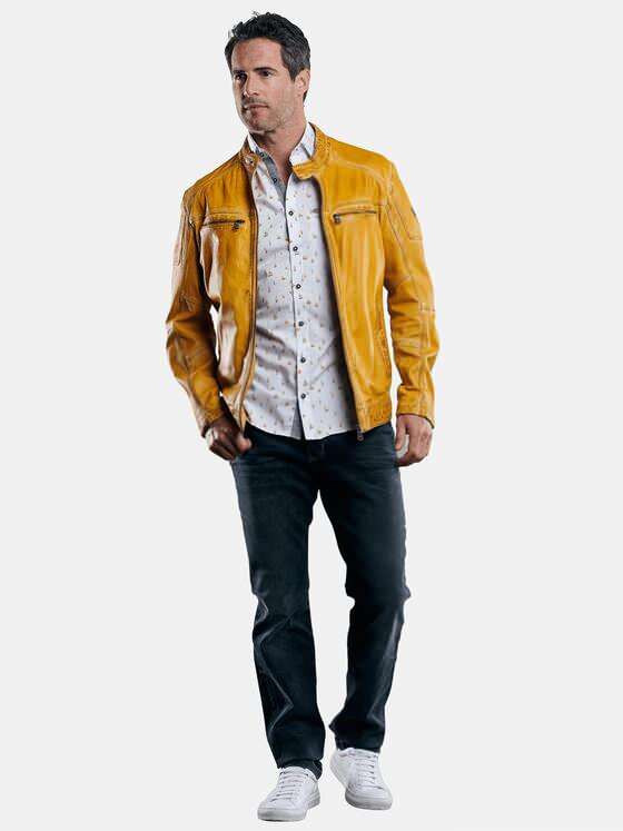 engbers Herren Lederjacke Gelb 29062