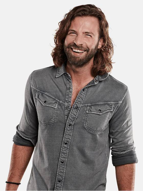 emilio adani Herren Hemd aus Sweat Grau 28865