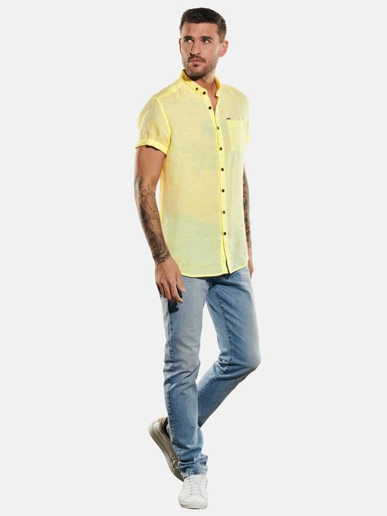 emilio adani Herren Kurzarm-Hemd uni Gelb 35049