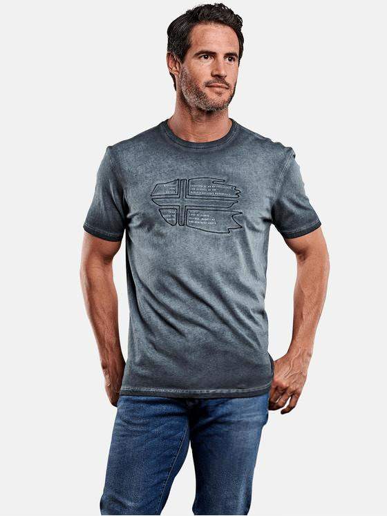 engbers Herren T-Shirt mit Applikationen Marineblau 28009