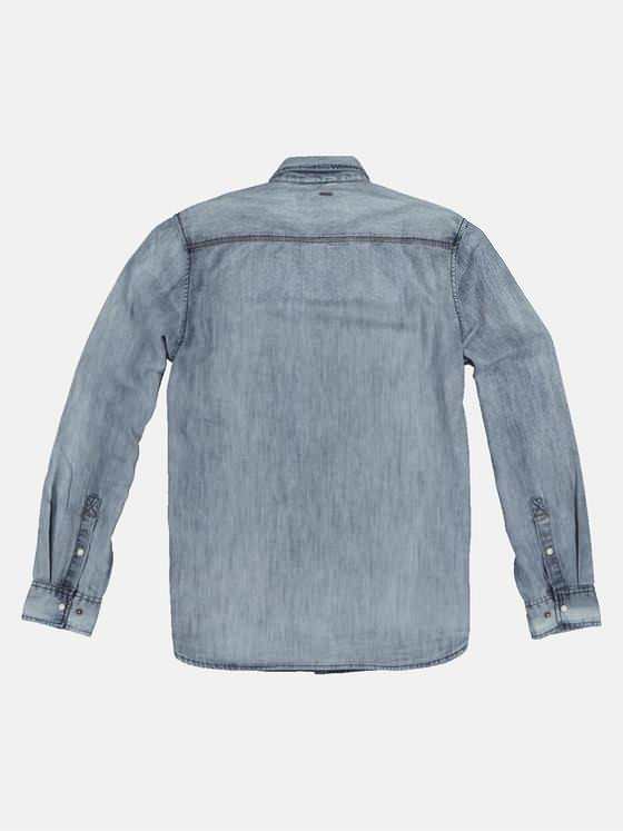 emilio adani Herren Langarm-Hemd aus Jeans-Stoff Blau 32619