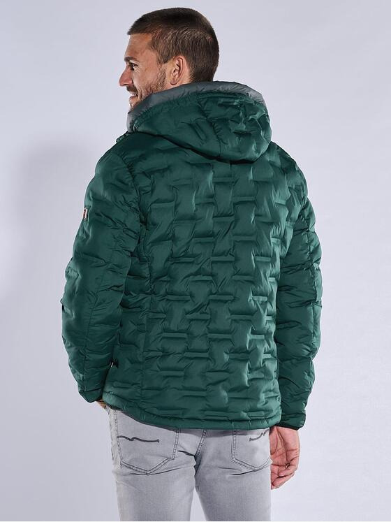 emilio adani Herren Steppjacke mit abnehmbarer Kapuze Grün 37192