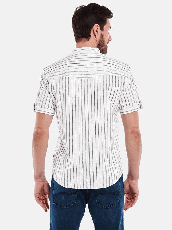 engbers Herren Kurzarm-Hemd gestreift Braunbeige 34943