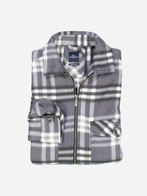 engbers Herren Flauschiges Overshirt kariert Anthrazit 37578