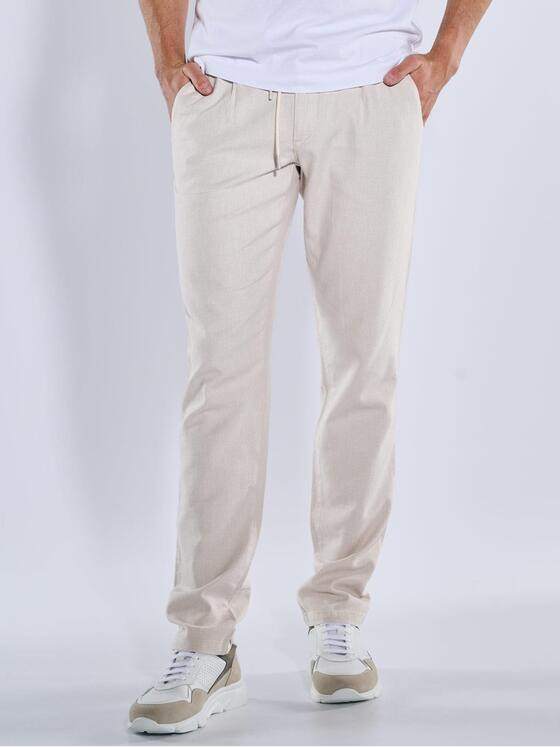 emilio adani Herren Chino mit Leinenanteil Weiß 39004