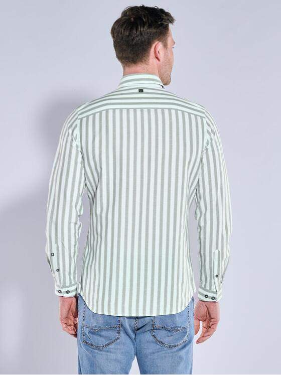 ENGBERS GERMANY Herren Langarm-Hemd mit Leinenanteil Hellgruen 38546