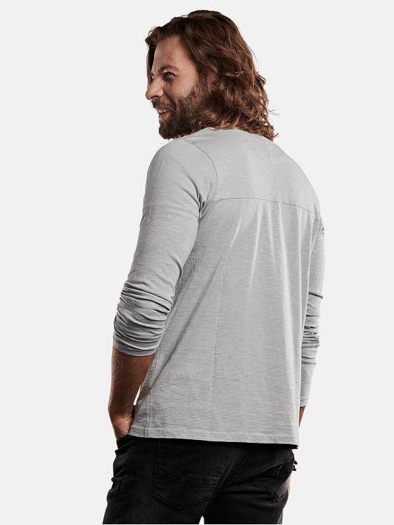 emilio adani Herren lockeres langarm Shirt aus Slub Jersey Grau 28835