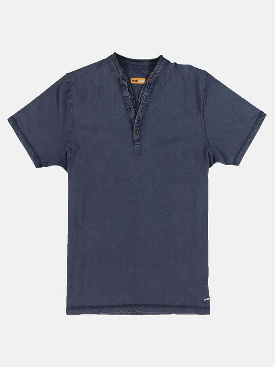 emilio adani Herren Henley Shirt Blau 31125
