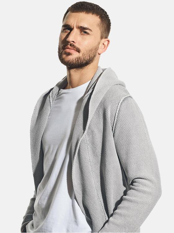 emilio adani Herren Lässige Strickjacke mit Kapuze Grau 30887