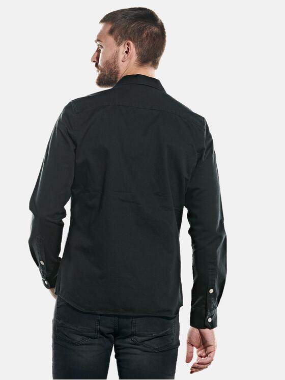 emilio adani Herren Langarm-Hemd im Overshirt-Design Schwarz 31952