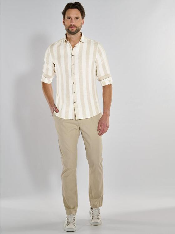 ENGBERS GERMANY Herren Langarm-Hemd slim fit Beige 36860