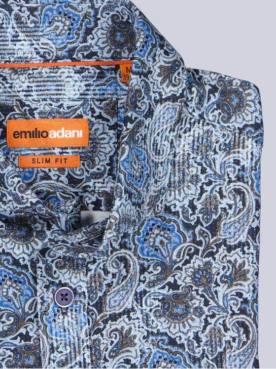 emilio adani Herren Jerseyhemd mit Paisley-Muster Brilliantblau 40936