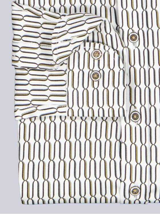 emilio adani Herren Langarm-Hemd gemustert Naturweiss 39206