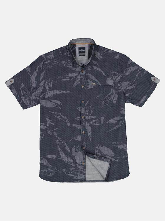 engbers Herren Kurzarm-Hemd gemustert Blau 33251