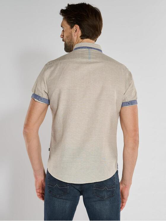 engbers Herren Kurzarm-Hemd mit Leinenanteil Beige 36588
