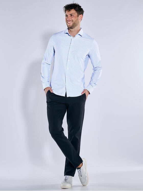 emilio adani Herren Langarm-Hemd gestreift Blau 39362