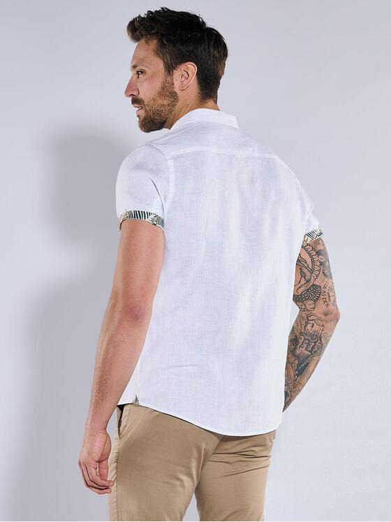 emilio adani Herren Kurzarm-Hemd aus Leinen Weiß 36853