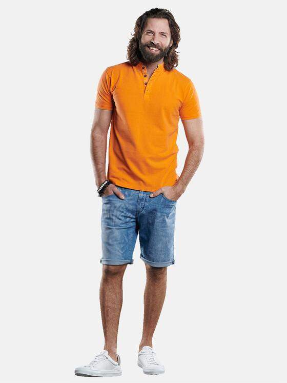 emilio adani Herren Sommerlich gefärbtes Poloshirt mit Stehkragen Orange 29676