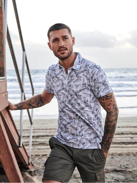 emilio adani Herren Polo-Shirt gemustert Weiß 32682